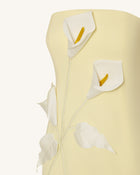 Floral Appliqué Strapless Dress - Yellow