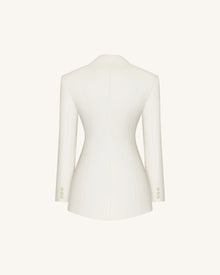 Iris Embroidery Hourglass Blazer - White