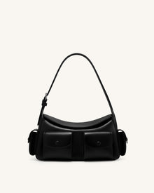 Corinne Multi-Pocket Shoulder Bag - Black