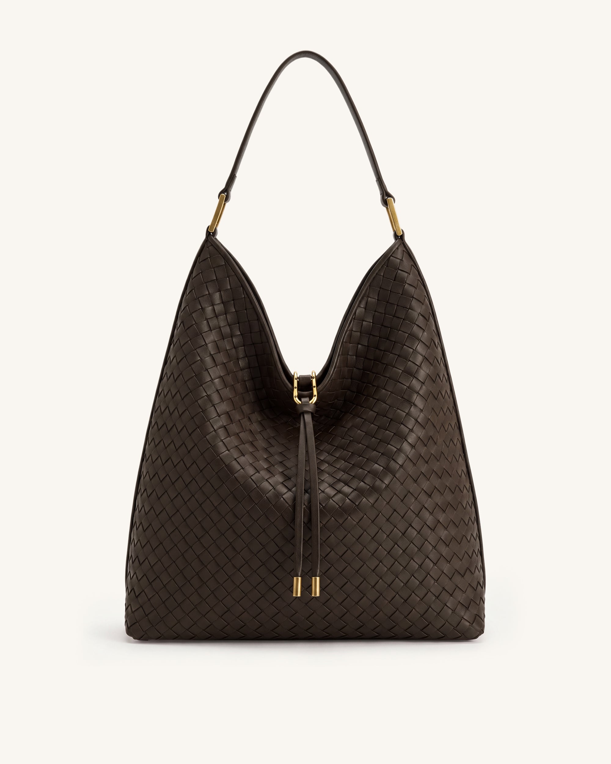 Aria Woven Shoulder Bag - Dark Brown