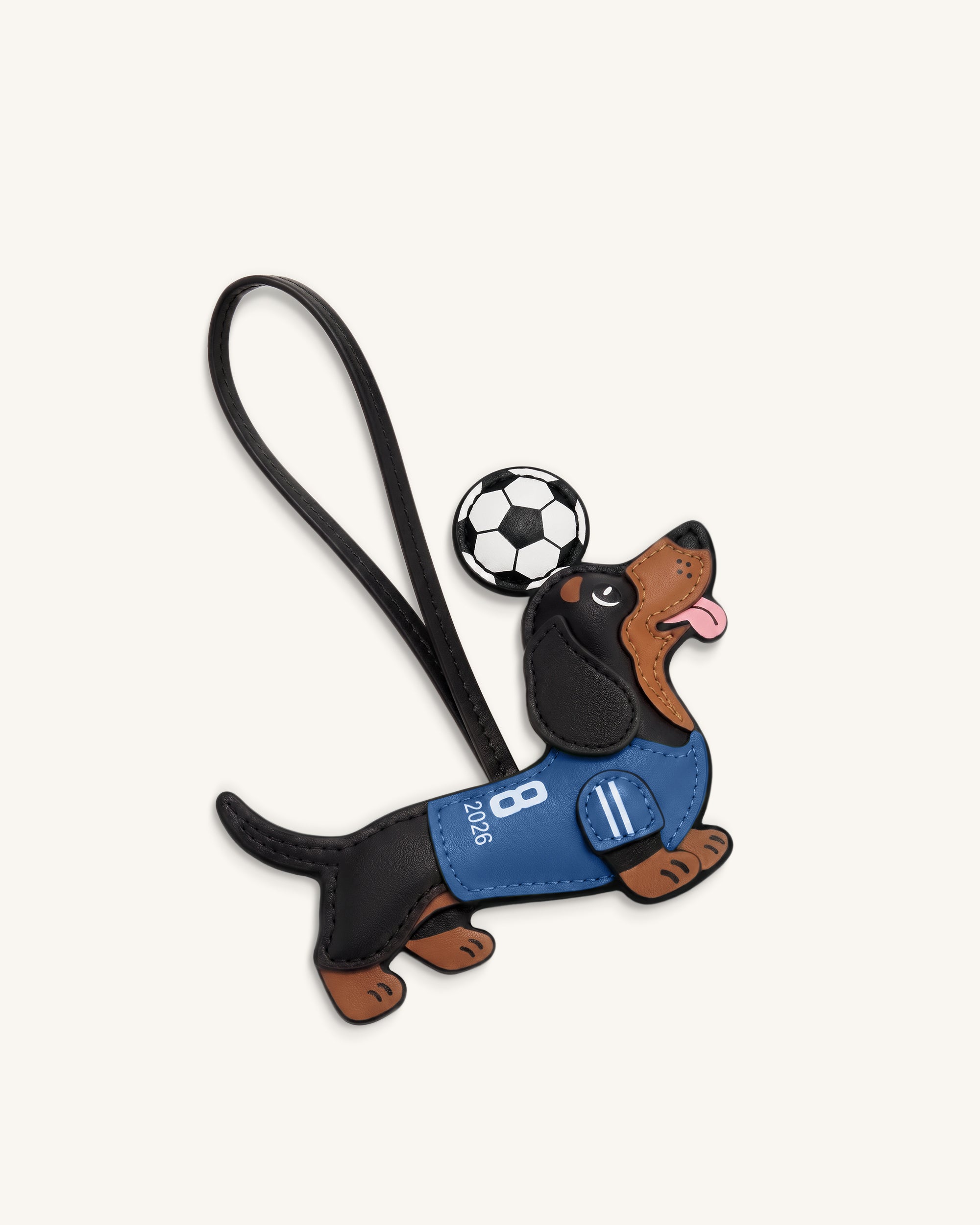 World Cup Dachshund Soccer Jersey Bag Charm - Blue