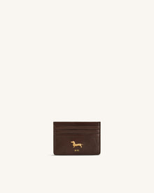 Maeve Dachshund Metal Emblem Card Holder - Chocolate