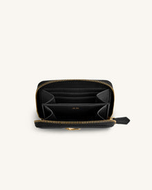 Maeve Dachshund Metal Emblem Zip Wallet - Black