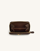 Maeve Dachshund Metal Emblem Zip Wallet - Chocolate