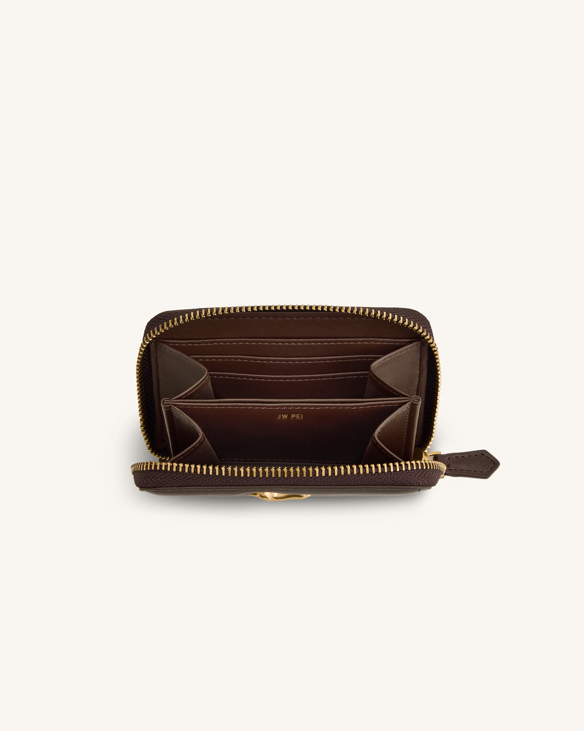 Maeve Dachshund Metal Emblem Zip Wallet - Chocolate