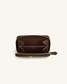 Maeve Dachshund Metal Emblem Zip Wallet - Chocolate