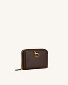 Maeve Dachshund Metal Emblem Zip Wallet - Chocolate