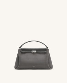 Carmen Faux Suede Top Handle Bag - Dark Gray