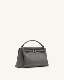 Carmen Faux Suede Top Handle Bag - Dark Gray