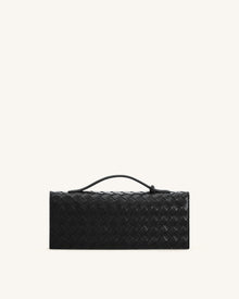 Celeste Woven Textured Envelope Top Handle Bag - Black