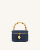 Natalie Metal Geometric Pendant Handle Bag - Navy