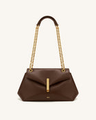 Valerie Chain Flap Shoulder Bag - Dark Brown
