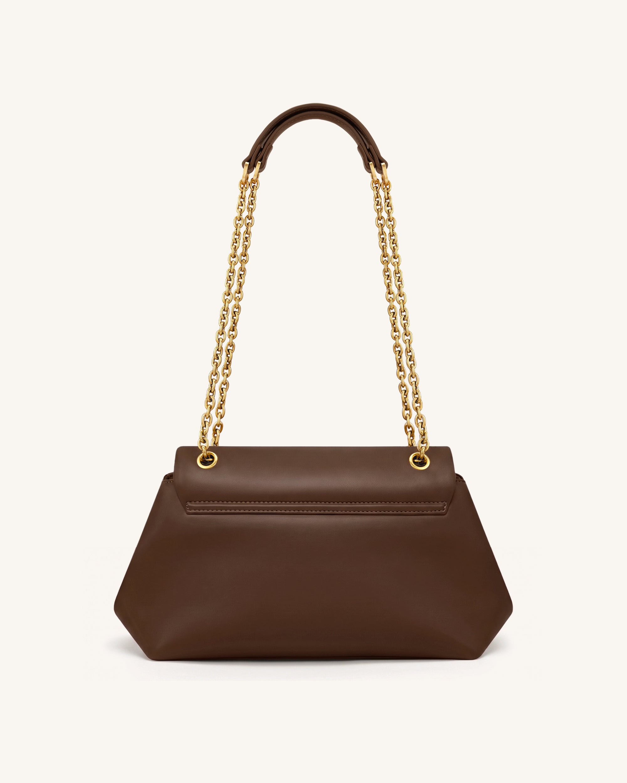 Valerie Chain Flap Shoulder Bag - Dark Brown