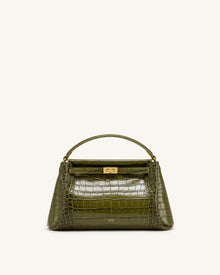 Carmen Top Handle Bag - Green Croc