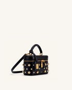 Cleo Studded Box Shape Top Handle Bag - Black
