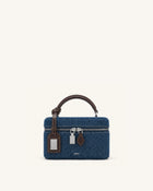 Cleo Box Shape Top Handle Bag - Dark Blue Denim