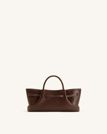 Maeve Dachshund Metal Charm Tote Bag - Dark Brown