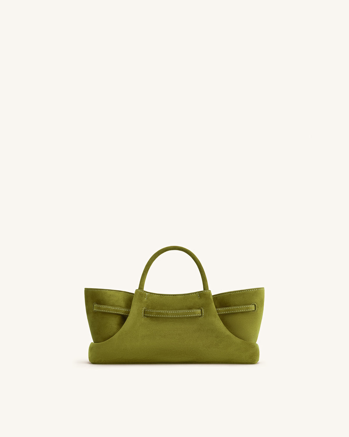 Maeve Dachshund Metal Charm Faux Suede Tote Bag - Olive Green