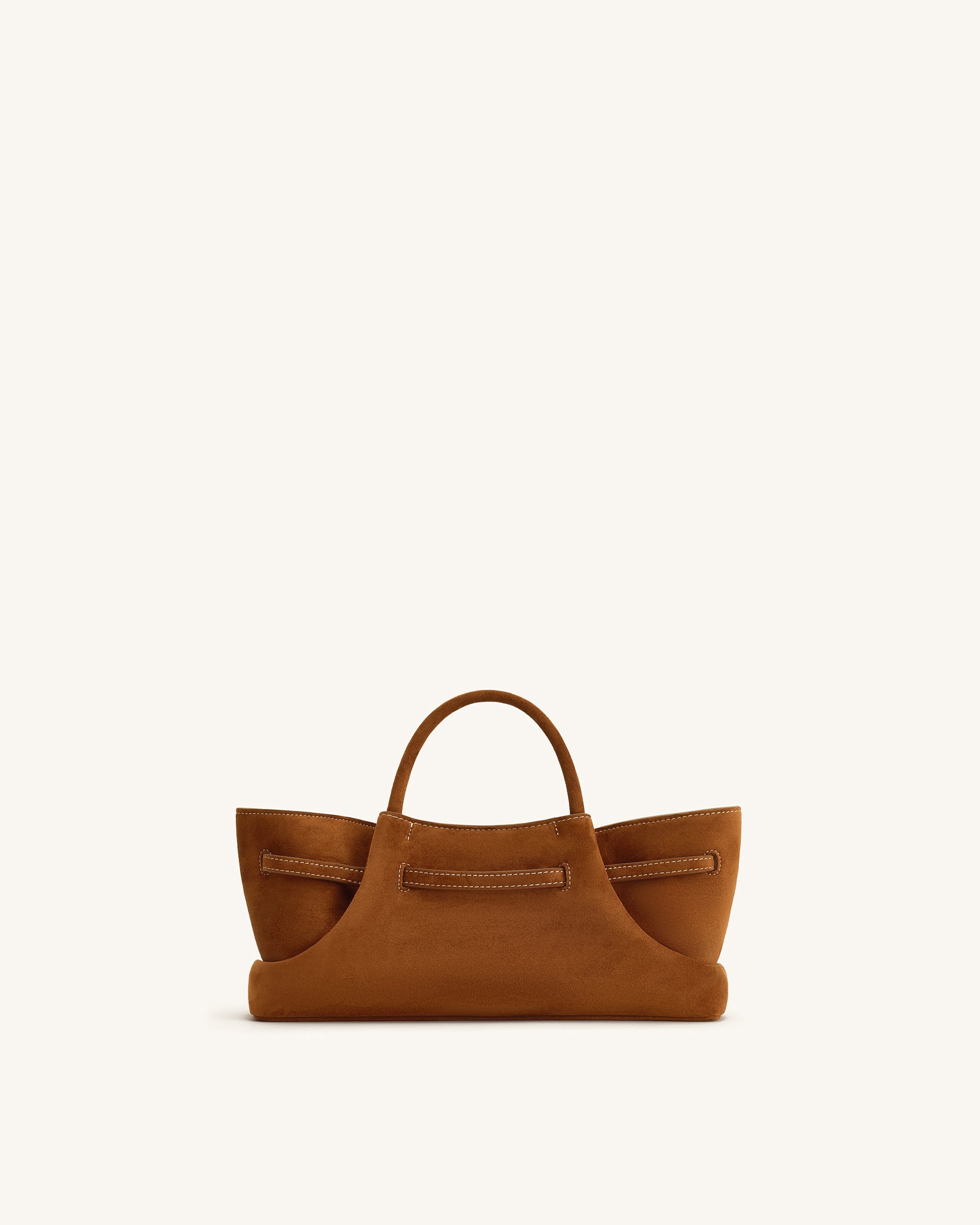 Maeve Dachshund Metal Charm Faux Suede Tote Bag - Brown