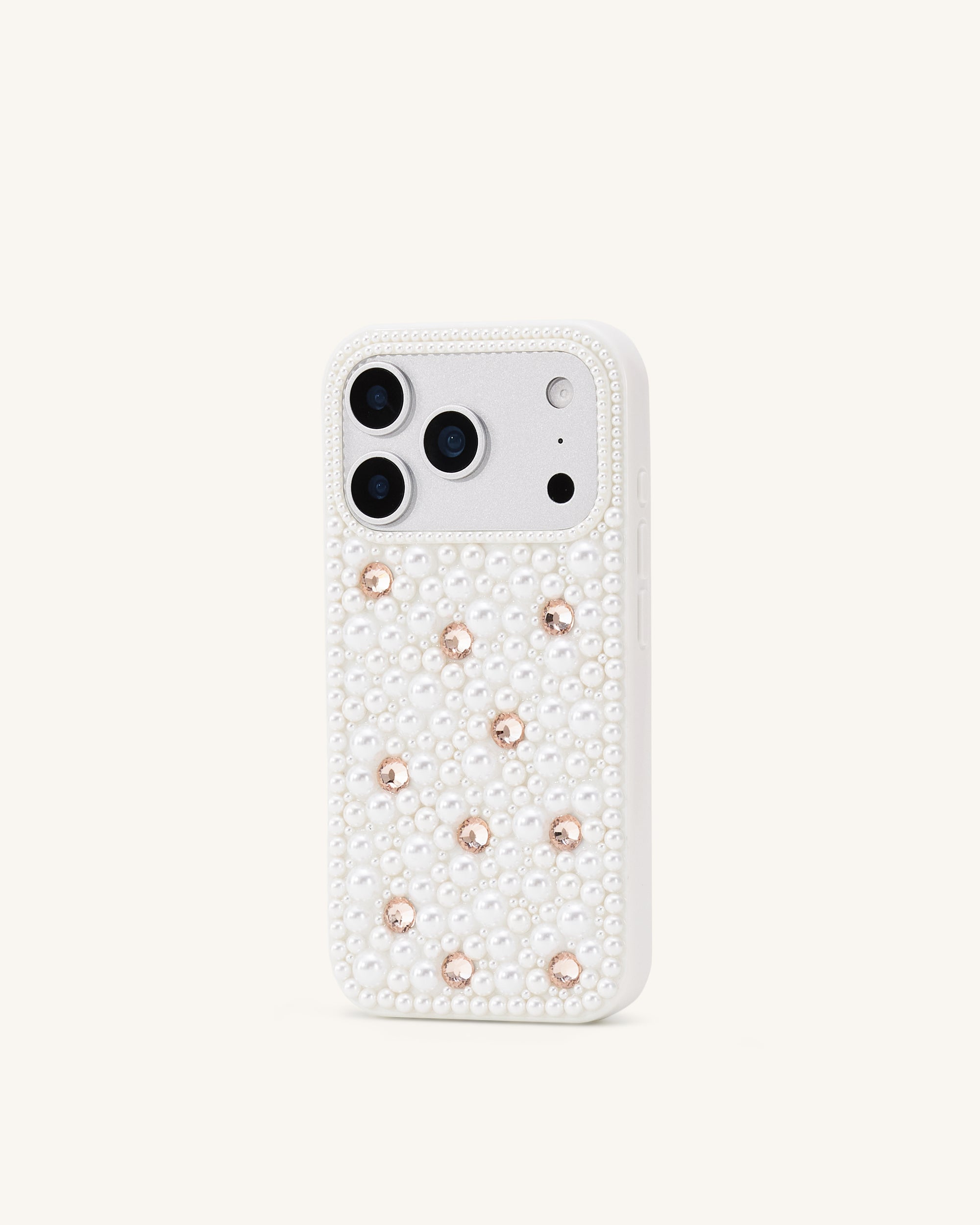 Pearl Embellished Phone Case - White