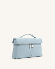 Thea Faux Suede Top Handle Bag - Light Blue