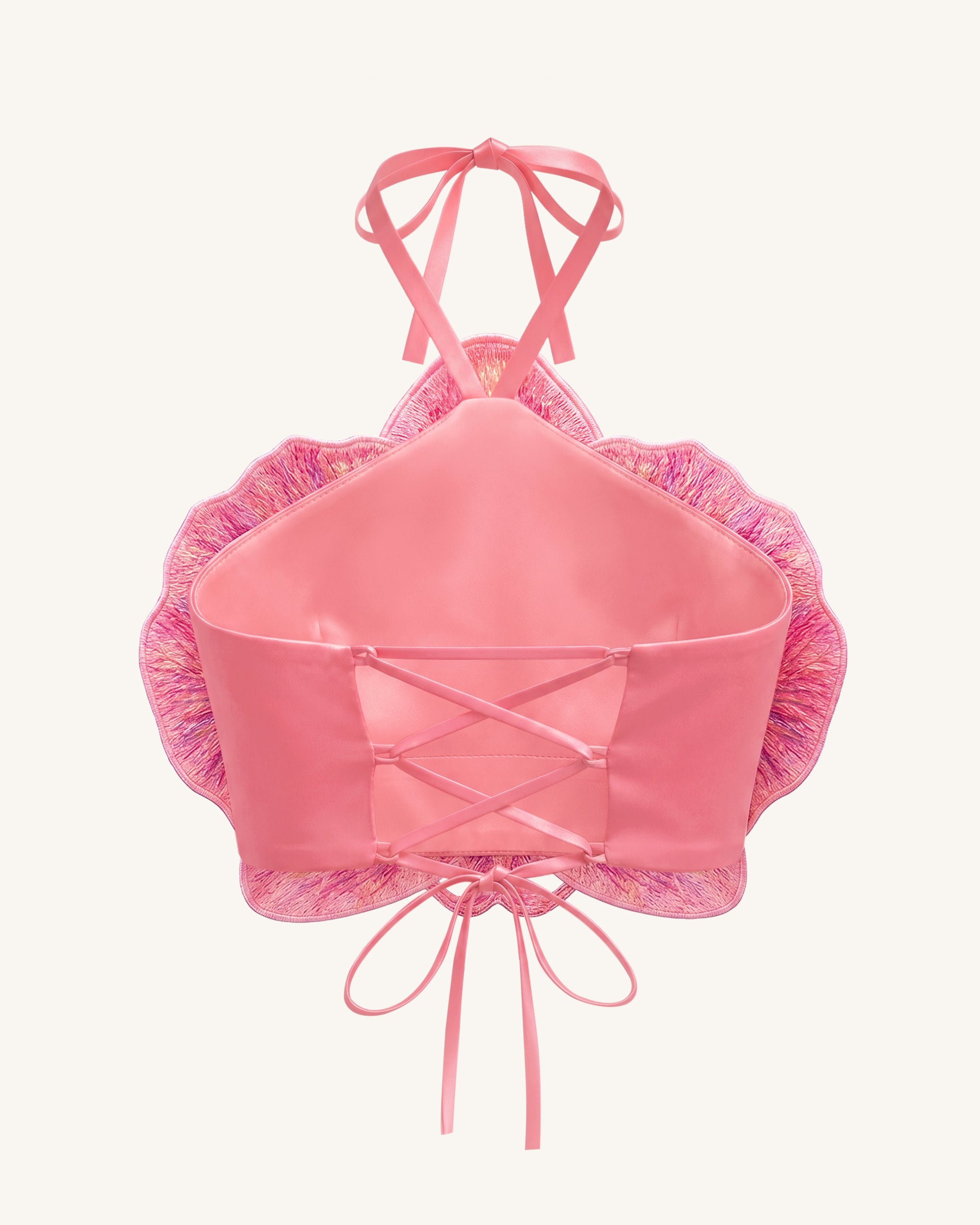 3D Orchid Halter Crop Top - Pink