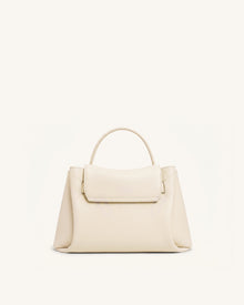 Rhea Small Pebbled Double Buckle Shoulder Bag - White