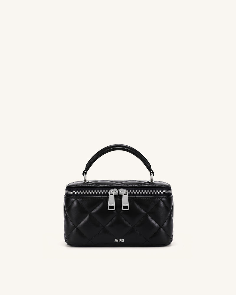 Vivienne Quilted Vanity Top Handle Bag - Black