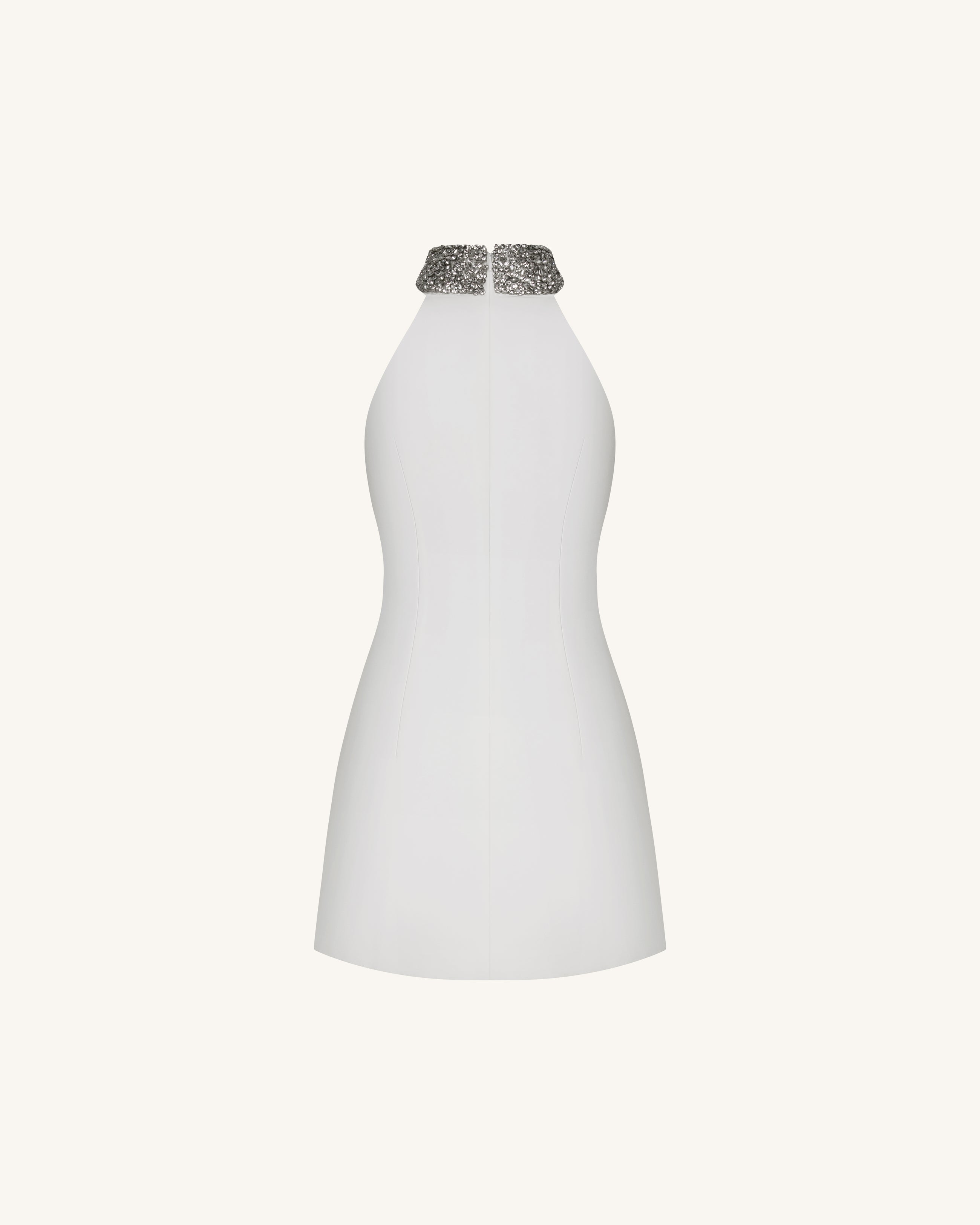 Jeweled Halter Iris Motif Dress - White