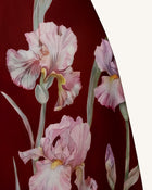 Iris Floral Print Strapless A-Line Dress - Burgundy