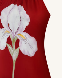 Iris Floral Print Halter Maxi Dress - Ruby