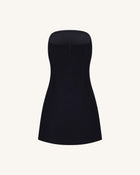 Strapless Floral Appliqué Dress - Black