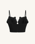 Orchid Embroidered Appliqué Corset Bustier Top - Black