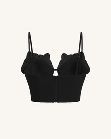 Orchid Embroidered Appliqué Corset Bustier Top - Black