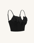 Orchid Embroidered Appliqué Corset Bustier Top - Black