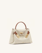 Rhea Small Double Buckle Shoulder Bag - Brown Canvas