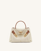 Rhea Small Double Buckle Shoulder Bag - Brown Canvas