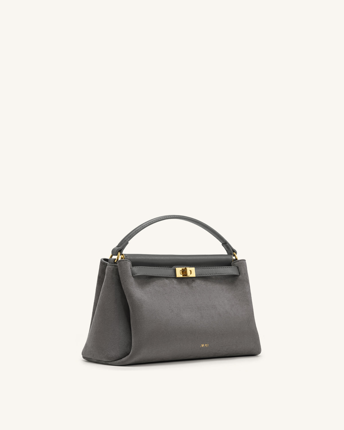 Carmen Faux Suede Top Handle Bag - Dark Gray