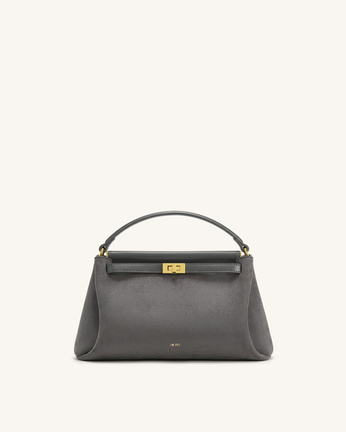 Carmen Faux Suede Top Handle Bag - Dark Gray