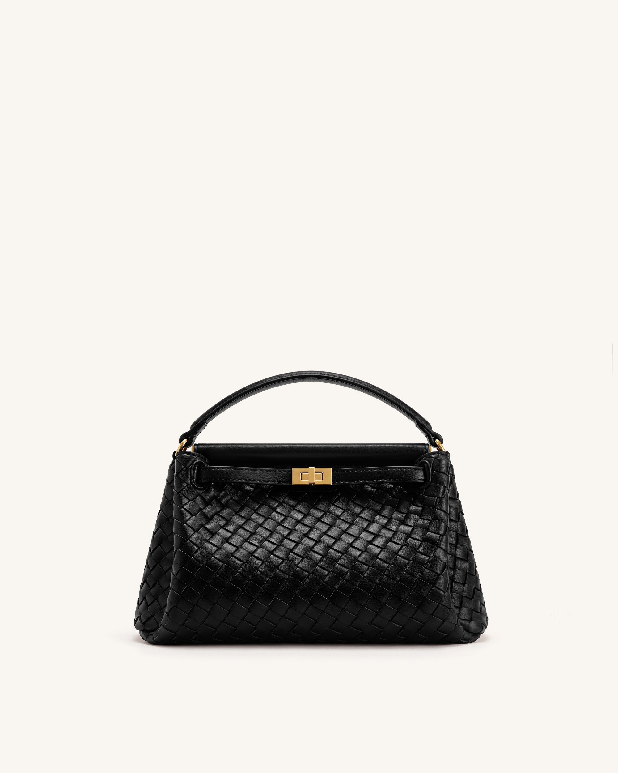 Carmen Woven Top Handle Bag - Charcoal Black