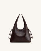 Celandra Drawstring Hobo Bag - Dark Brown