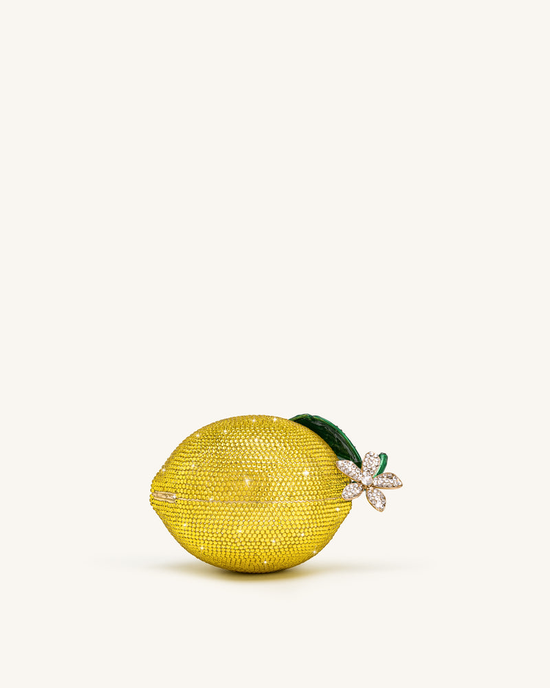 Lemon-Inspired Rhinestone Clutch - Yellow