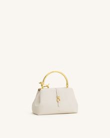 Bruna Dachshund Metal Handle Top Handle Bag - White