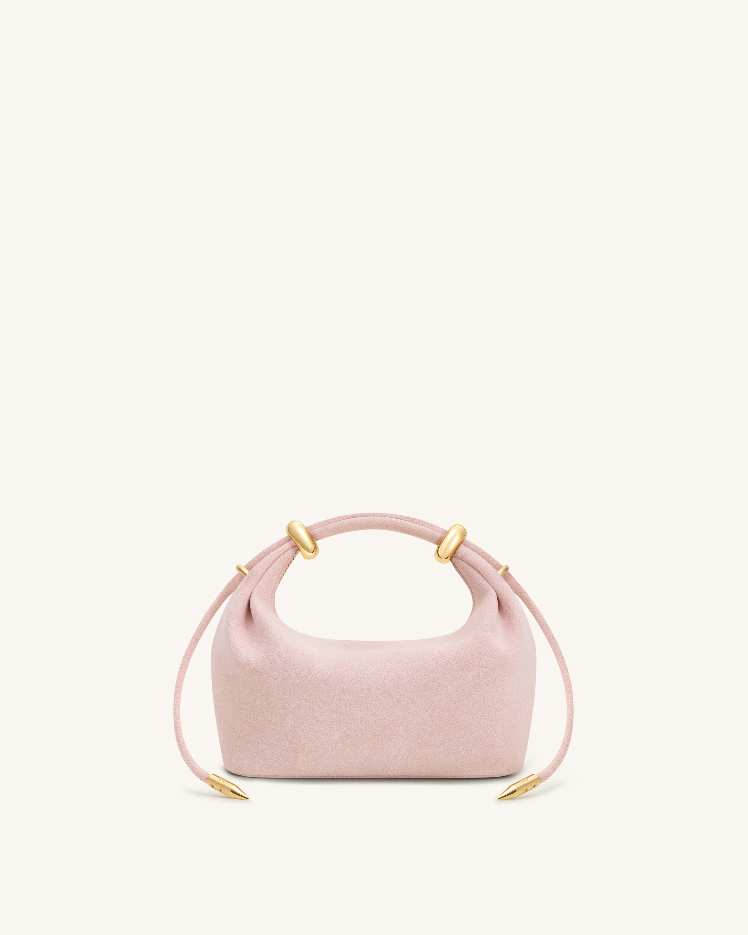 Ellie Faux Suede Metal Ring Embellished Top Handle Bag - Pink