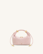 Ellie Faux Suede Metal Ring Embellished Top Handle Bag - Pink