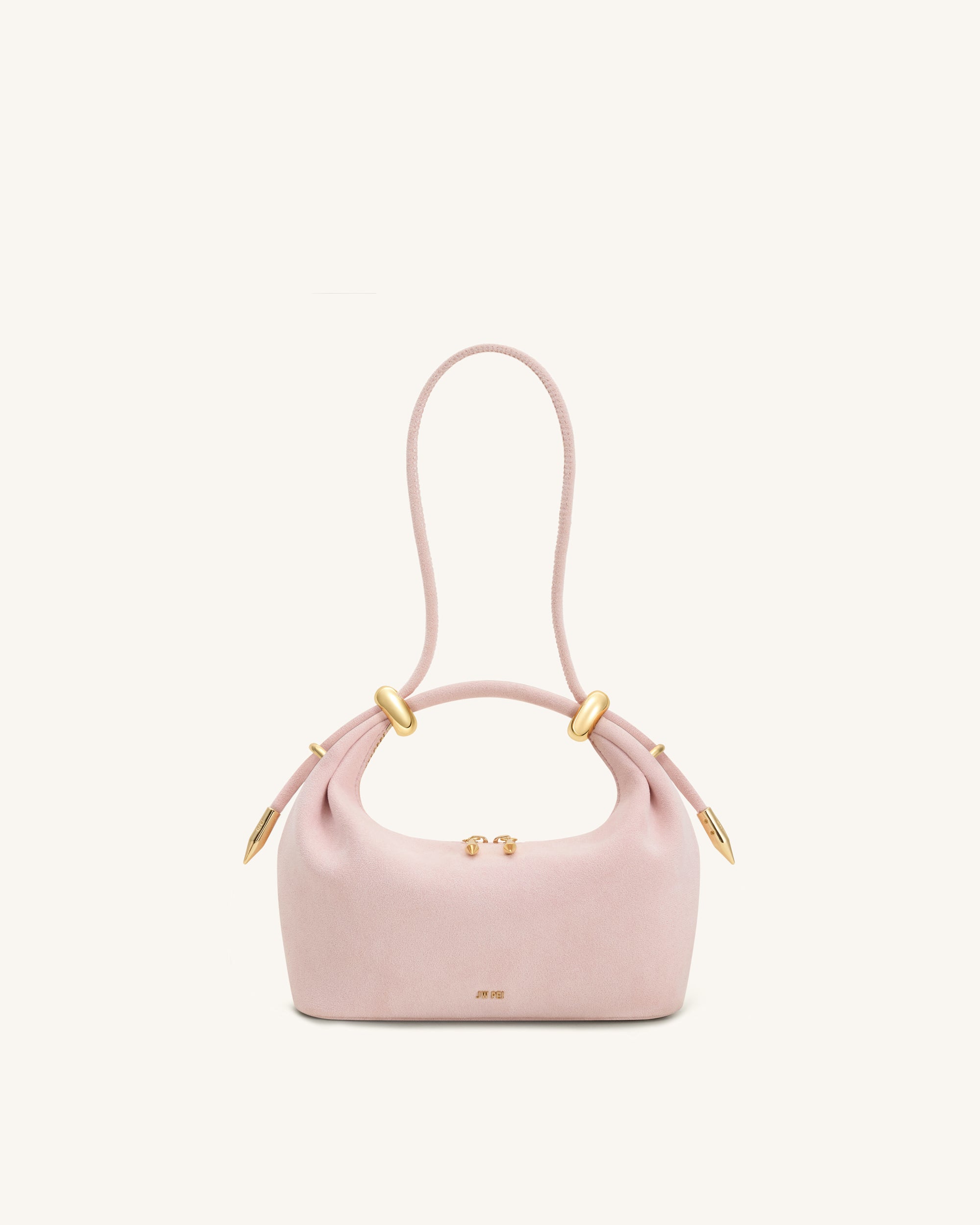 Ellie Faux Suede Metal Ring Embellished Top Handle Bag - Pink
