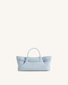 Maeve Dachshund Metal Charm Faux Suede Tote Bag - Blue