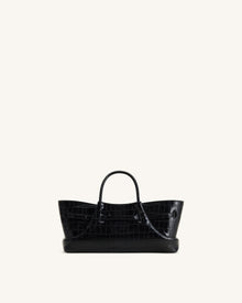 Maeve Dachshund Metal Charm Tote Bag - Black Croc