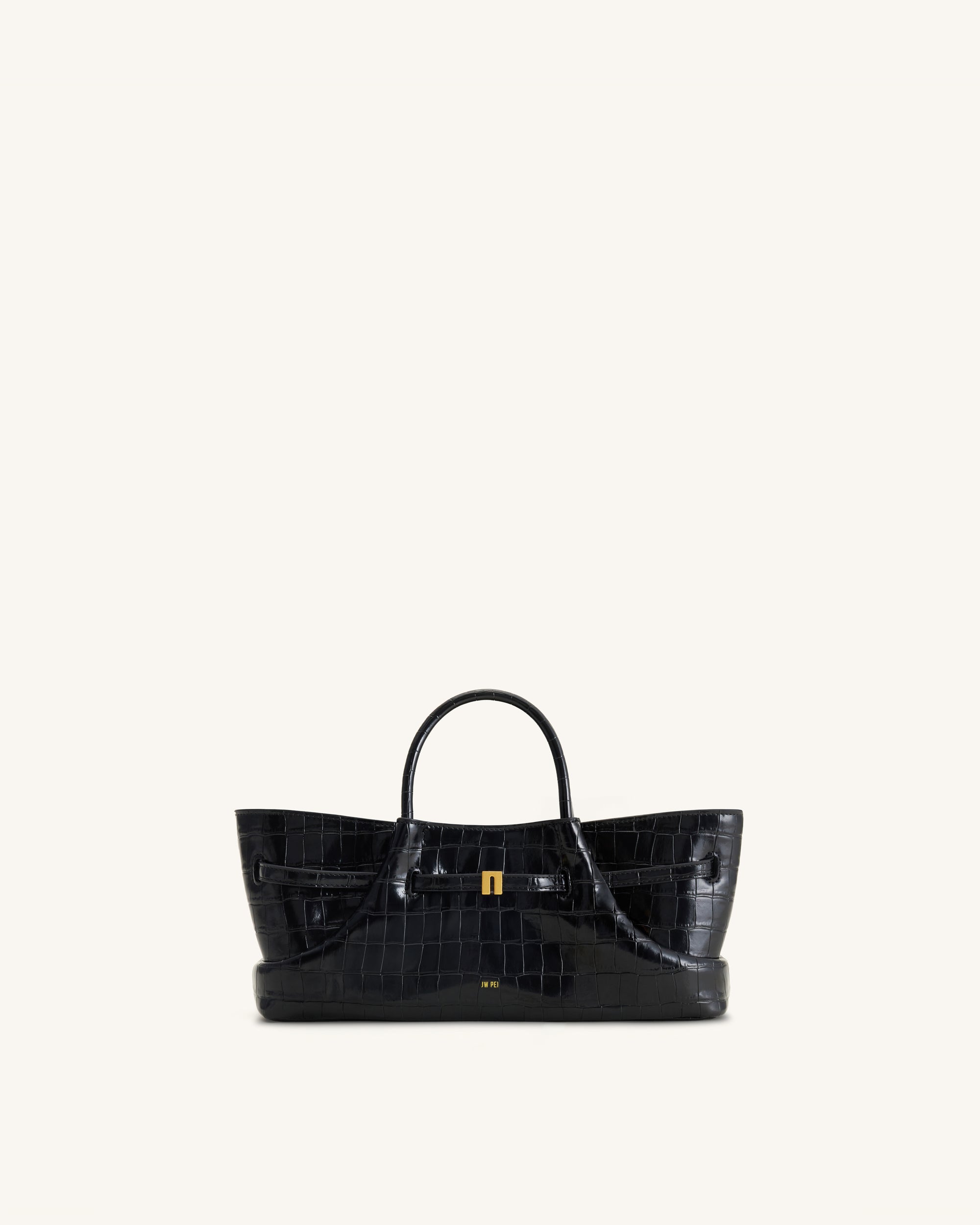 Maeve Dachshund Metal Charm Tote Bag - Black Croc