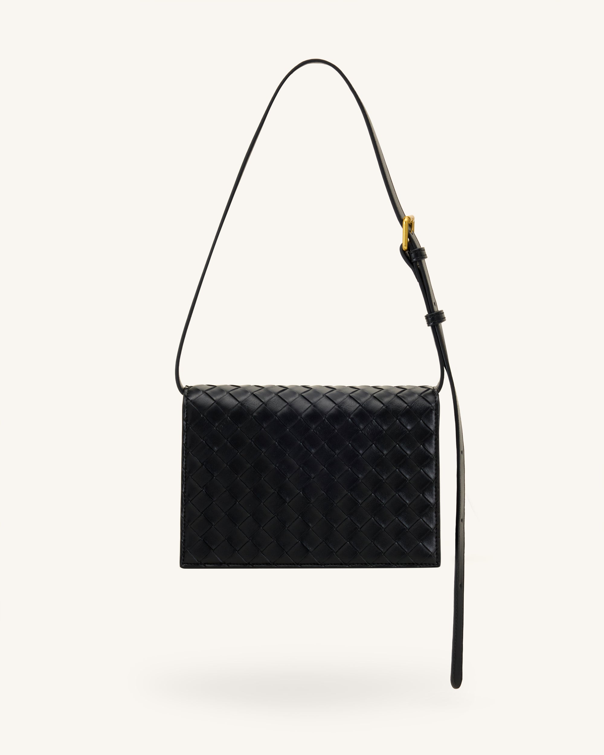 Clio Woven Textured Envelope Crossbody Bag - Black